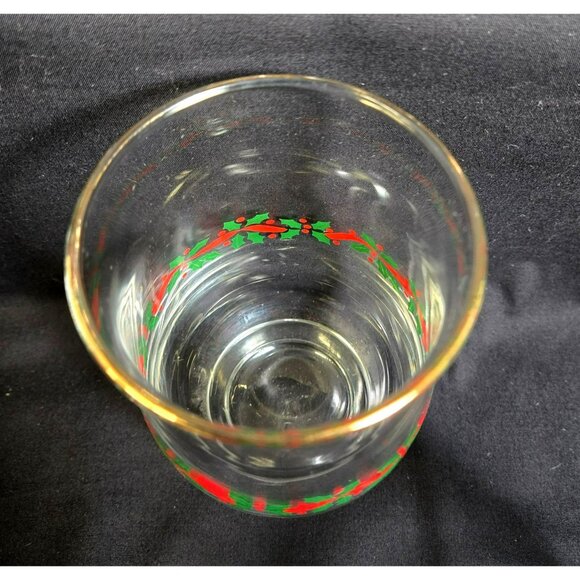Vtg Libbey Holly Berry Christmas 14oz Tumblers Gold Rim Set of 4 Vintage Holiday - Picture 4 of 10